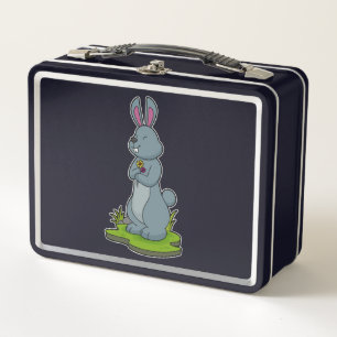 Rabbit with Flowers Metal Lunch Box