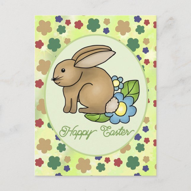 rabbit with flowers postcard (Front)