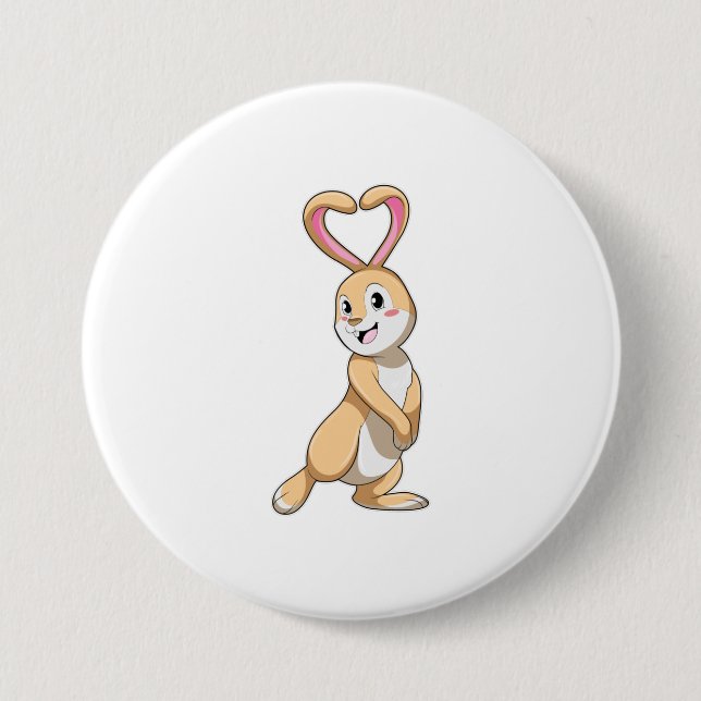 Rabbit with Heart 7.5 Cm Round Badge (Front)