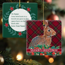 Rabbit with Holly Berries and Plaid Customisable