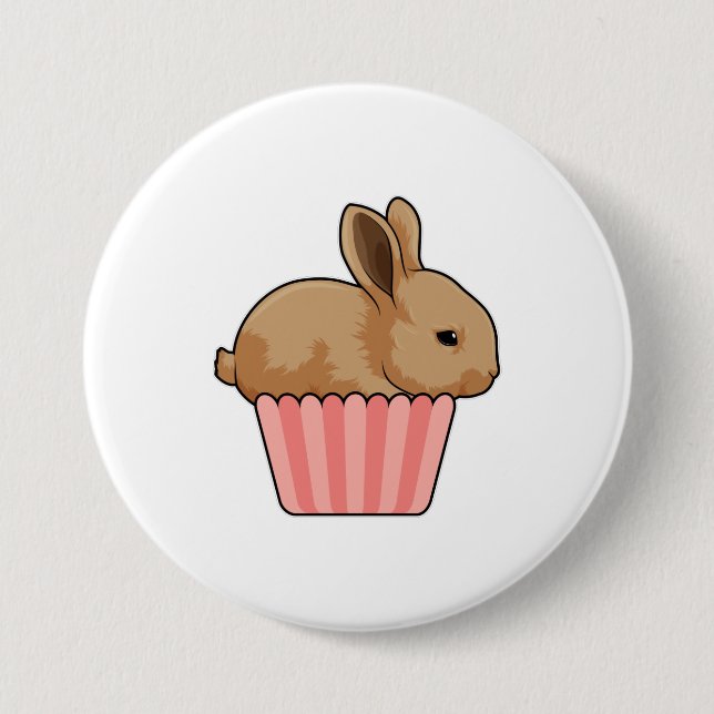 Rabbit with Muffin 7.5 Cm Round Badge (Front)