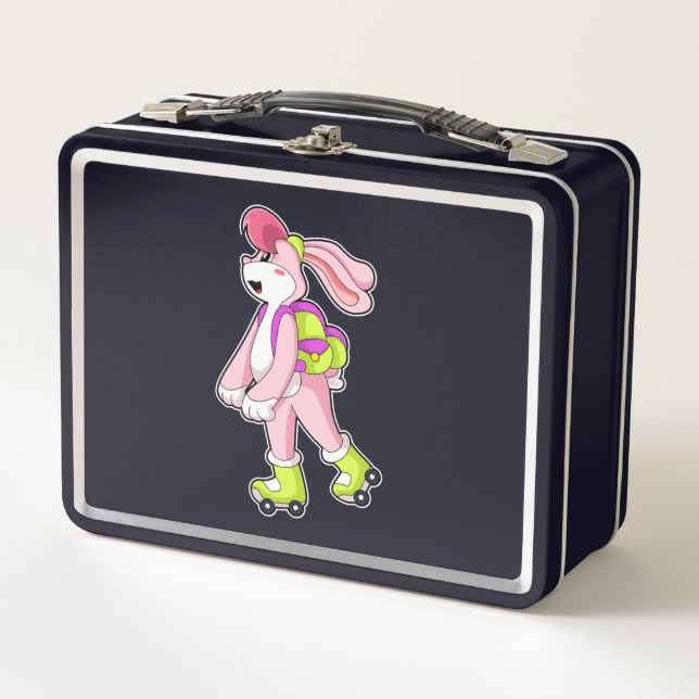 Rabbit with Roller skates Metal Lunch Box (Front)