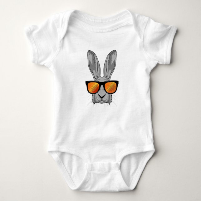 Rabbit with Sunglasses Baby Bodysuit (Front)