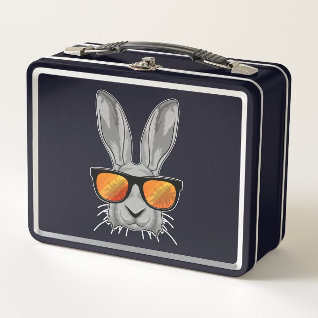 Rabbit with Sunglasses Metal Lunch Box (Front)