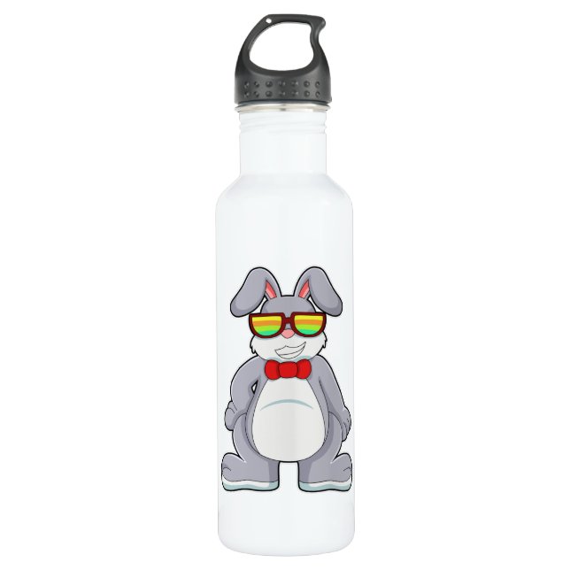 Rabbit with Sunglasses & Tie 710 Ml Water Bottle (Front)
