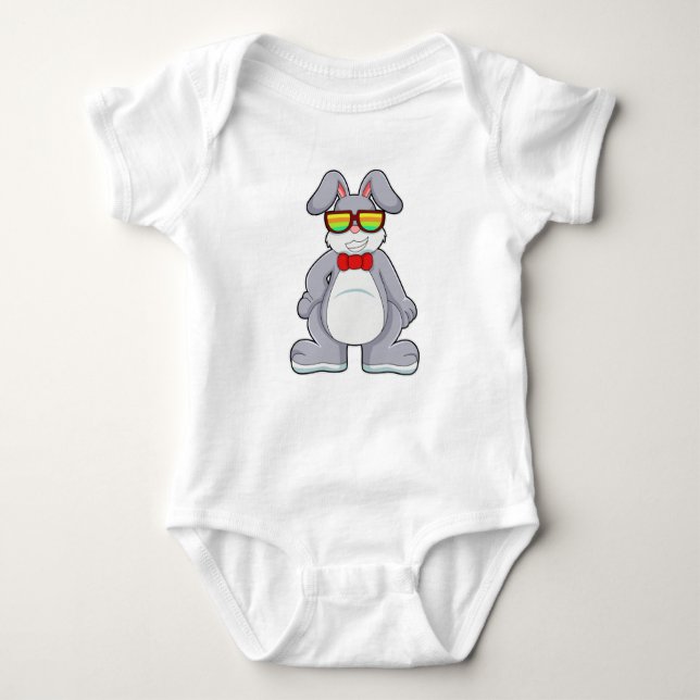 Rabbit with Sunglasses & Tie Baby Bodysuit (Front)