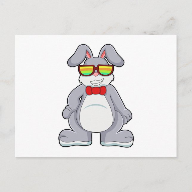 Rabbit with Sunglasses & Tie Postcard (Front)