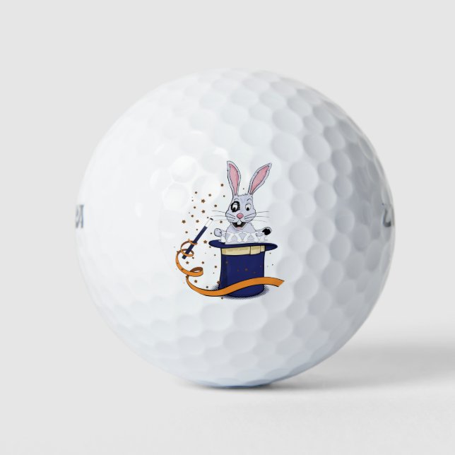 Rabbit with top-hat and magic wand golf balls (Front)