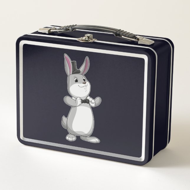 Rabbit with Top hat & Bow tie Metal Lunch Box (Front)