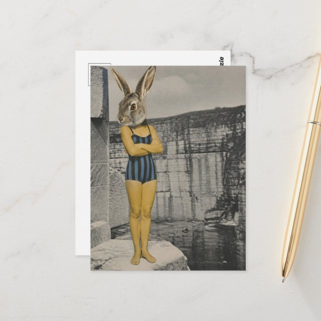 Rabbit Woman at the Quarry Postcard (Front/Back In Situ)