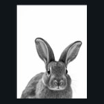 Rabbit Woodland Modern Portrait black white Poster<br><div class="desc">This design may be personalised by choosing the Edit Design option. You may also transfer onto other items. Contact me at colorflowcreations@gmail.com or use the chat option at the top of the page if you wish to have this design on another product or need assistance with this design. See more...</div>