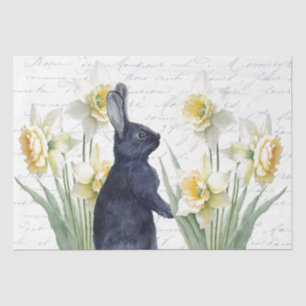 Rabbit Yellow Daffodil Flower French Script Craft  Tissue Paper