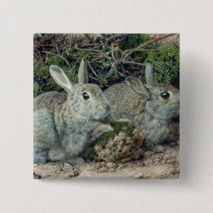 Rabbits 15 Cm Square Badge