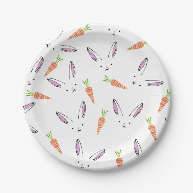Rabbits and Carrots Easter Paper Plate (Front)