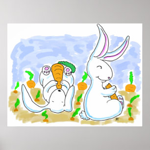 Rabbits and Carrots Poster