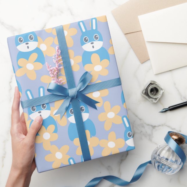 Rabbits and Flowers Wrapping Paper (Gifting)