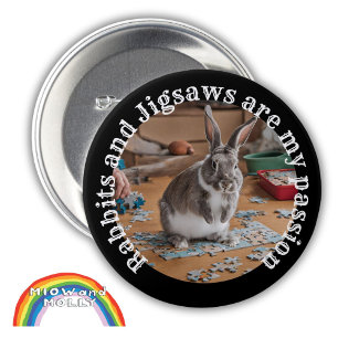 Rabbits and Jigsaws puzzle and rabbit owner bunny 7.5 Cm Round Badge