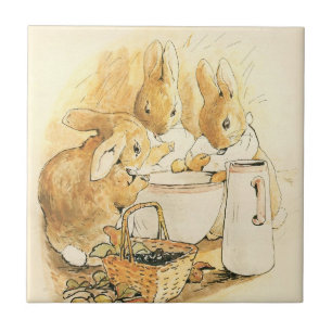 Rabbits and Milk Pudding by Beatrix Potter Tile