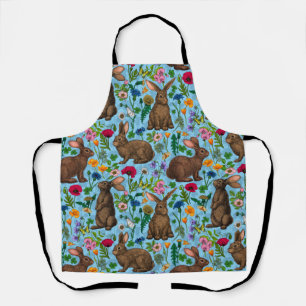 Rabbits and wildflowers apron