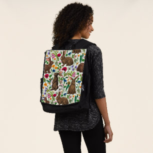 Rabbits and wildflowers backpack