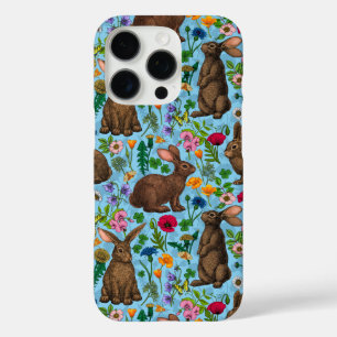 Rabbits and wildflowers iPhone 16 pro case