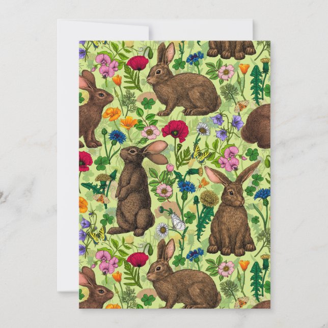 Rabbits and wildflowers on honeydew green (Front)