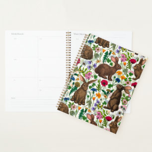 Rabbits and wildflowers planner