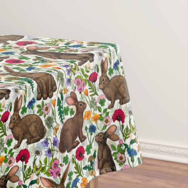 Rabbits and wildflowers tablecloth (In Situ)