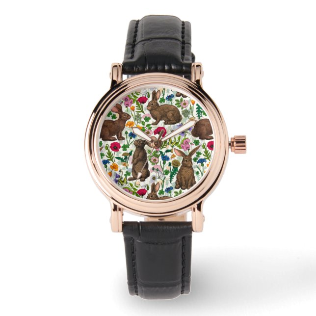 Rabbits and wildflowers watch (Front)