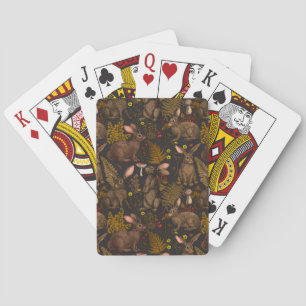 Rabbits and woodland flora 3 playing cards