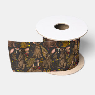 Rabbits and woodland flora 3 Satin Ribbon