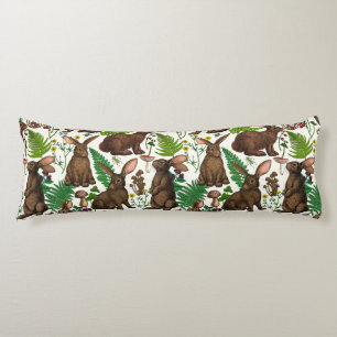 Rabbits and woodland flora 4 body cushion