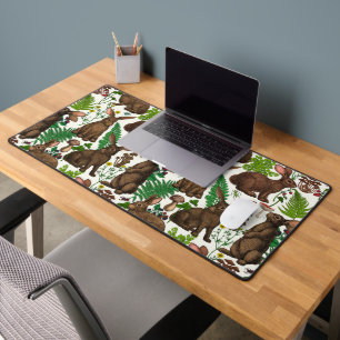 Rabbits and woodland flora 4 desk mat