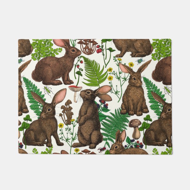 Rabbits and woodland flora 4 doormat (Front)
