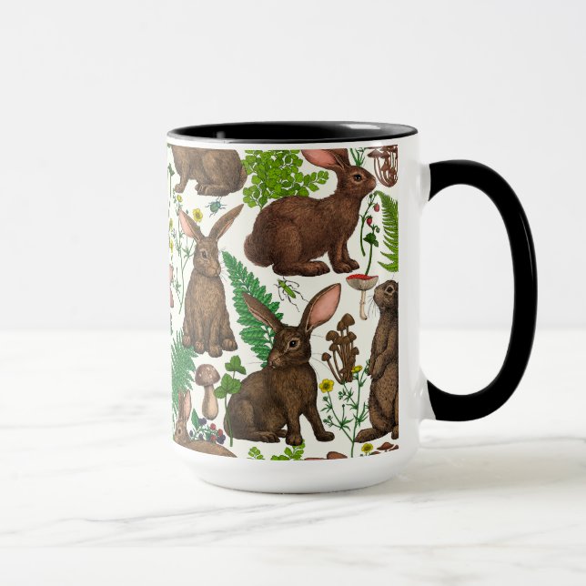 Rabbits and woodland flora 4 mug (Right)