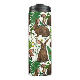 Rabbits and woodland flora 4 thermal tumbler