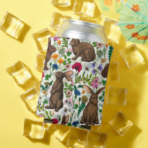 Rabbits and woodland flora Can Cooler