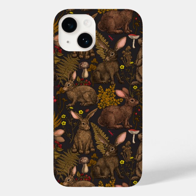 Rabbits and woodland flora Case-Mate iPhone Case (Back)