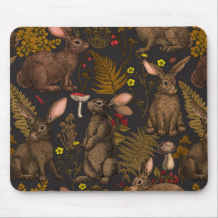 Rabbits and woodland flora Mouse Pad