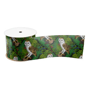 Rabbits and woodland flora Satin Ribbon