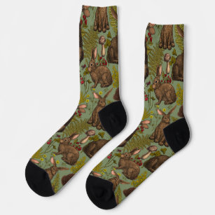 Rabbits and woodland flora Socks