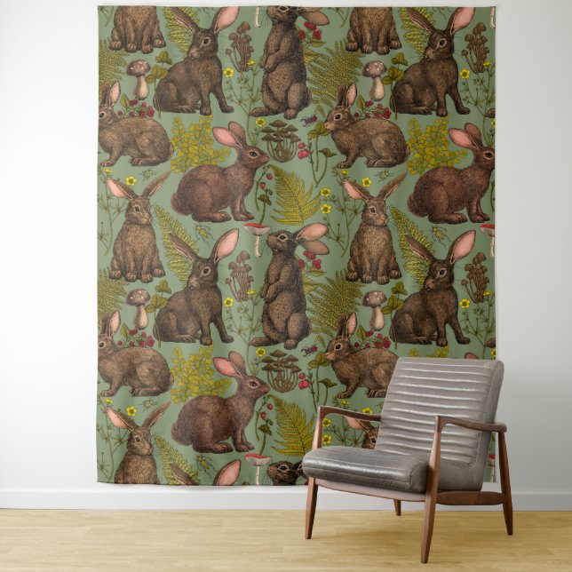 Rabbits and woodland flora Tapestry (In Situ)