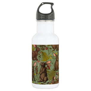 Rabbits and woodland Stainless Steel Water Bottle
