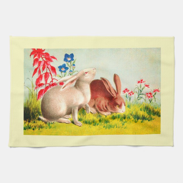 Rabbits art tea towel (Horizontal)