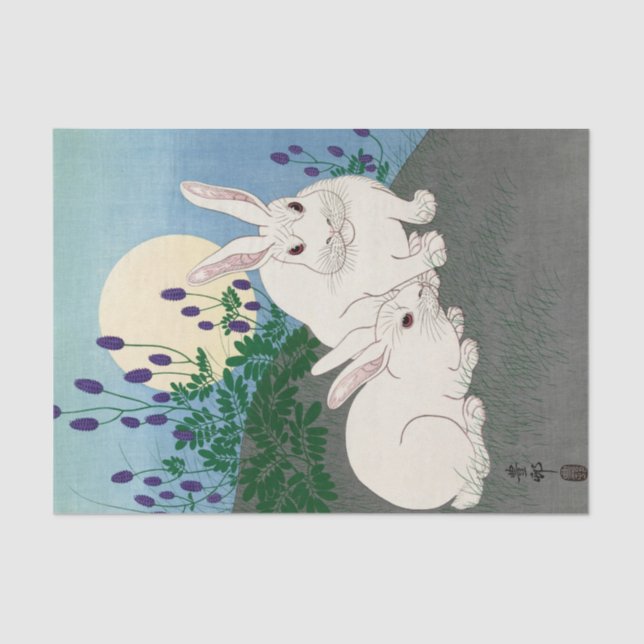 Rabbits at Full Moon, 1920-1930 by Ohara Koson Tissue Paper (Front)
