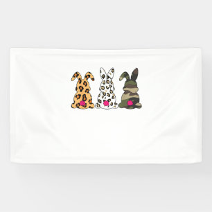 Rabbits Bunnies Leopard Camouflage Happy Easter Da Banner