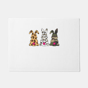 Rabbits Bunnies Leopard Camouflage Happy Easter Da Doormat