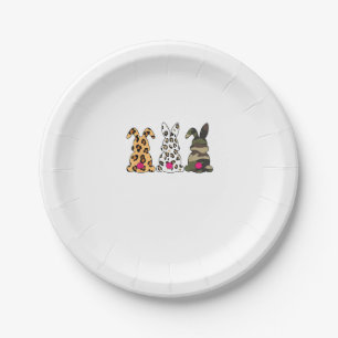 Rabbits Bunnies Leopard Camouflage Happy Easter Da Paper Plate
