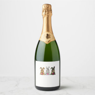 Rabbits Bunnies Leopard Camouflage Happy Easter Da Sparkling Wine Label