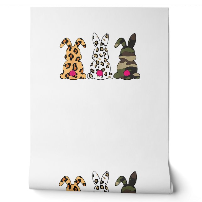 Rabbits Bunnies Leopard Camouflage Happy Easter Da Wallpaper (Unrolling)